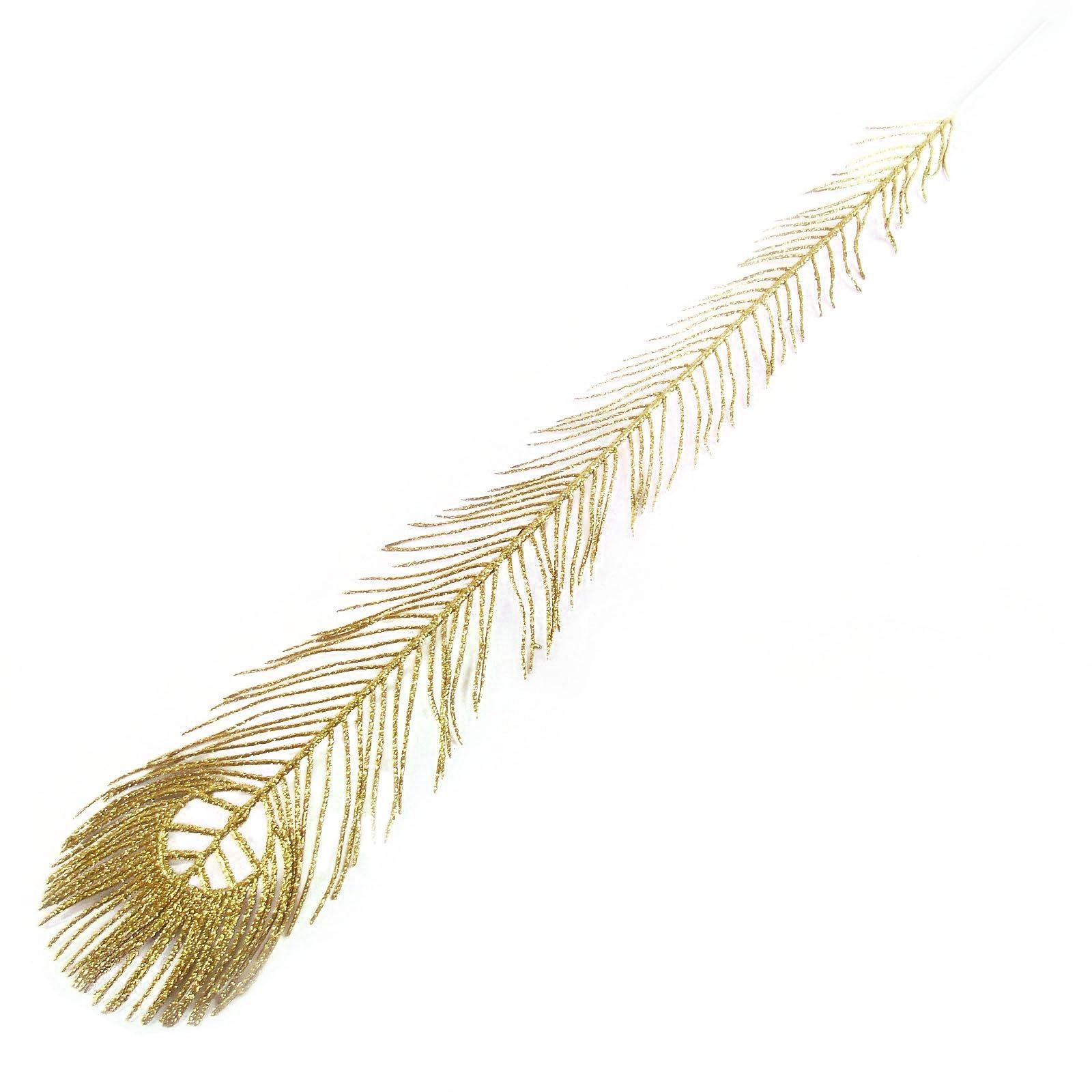 Long Glittered Artificial Peacock Feather
