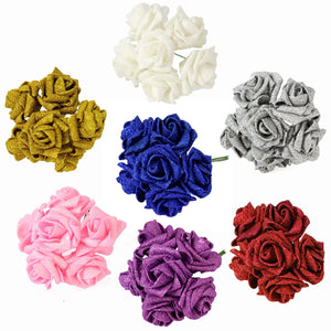 504 Heavy Glittered Foam Roses