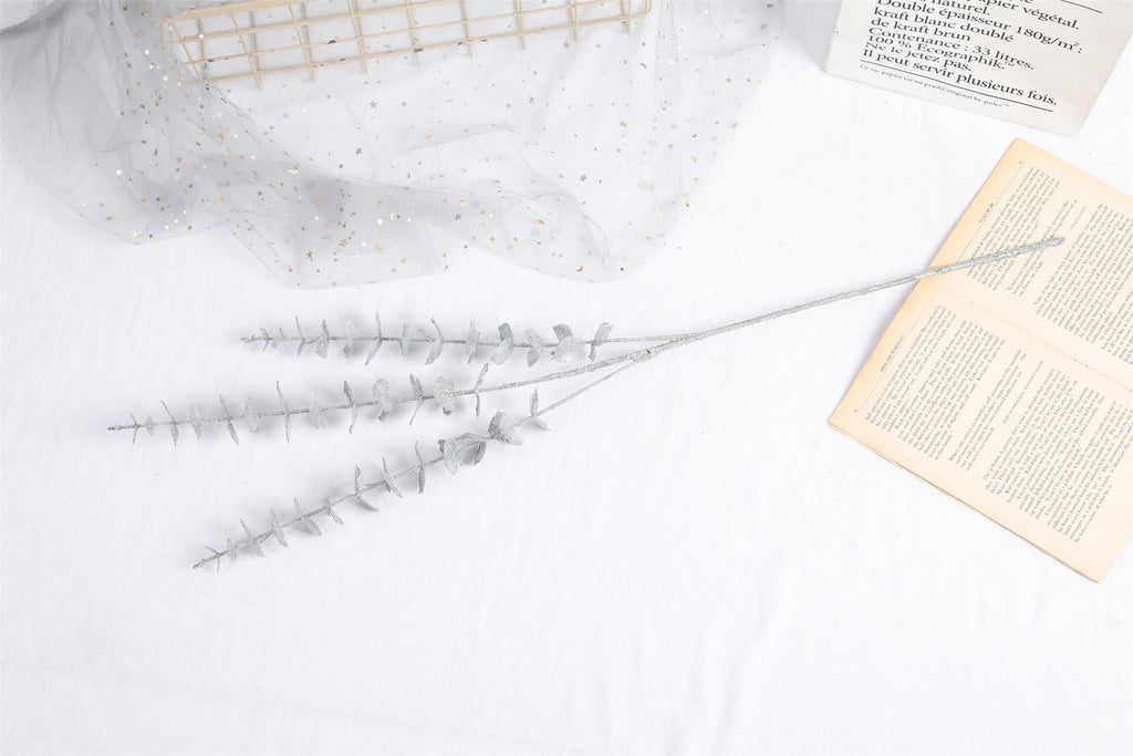 Extra Long Glittered Eucalyptus Leaves