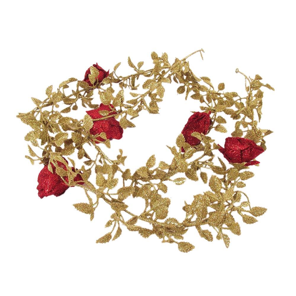 Heavy Glittered Rose Vine Garland