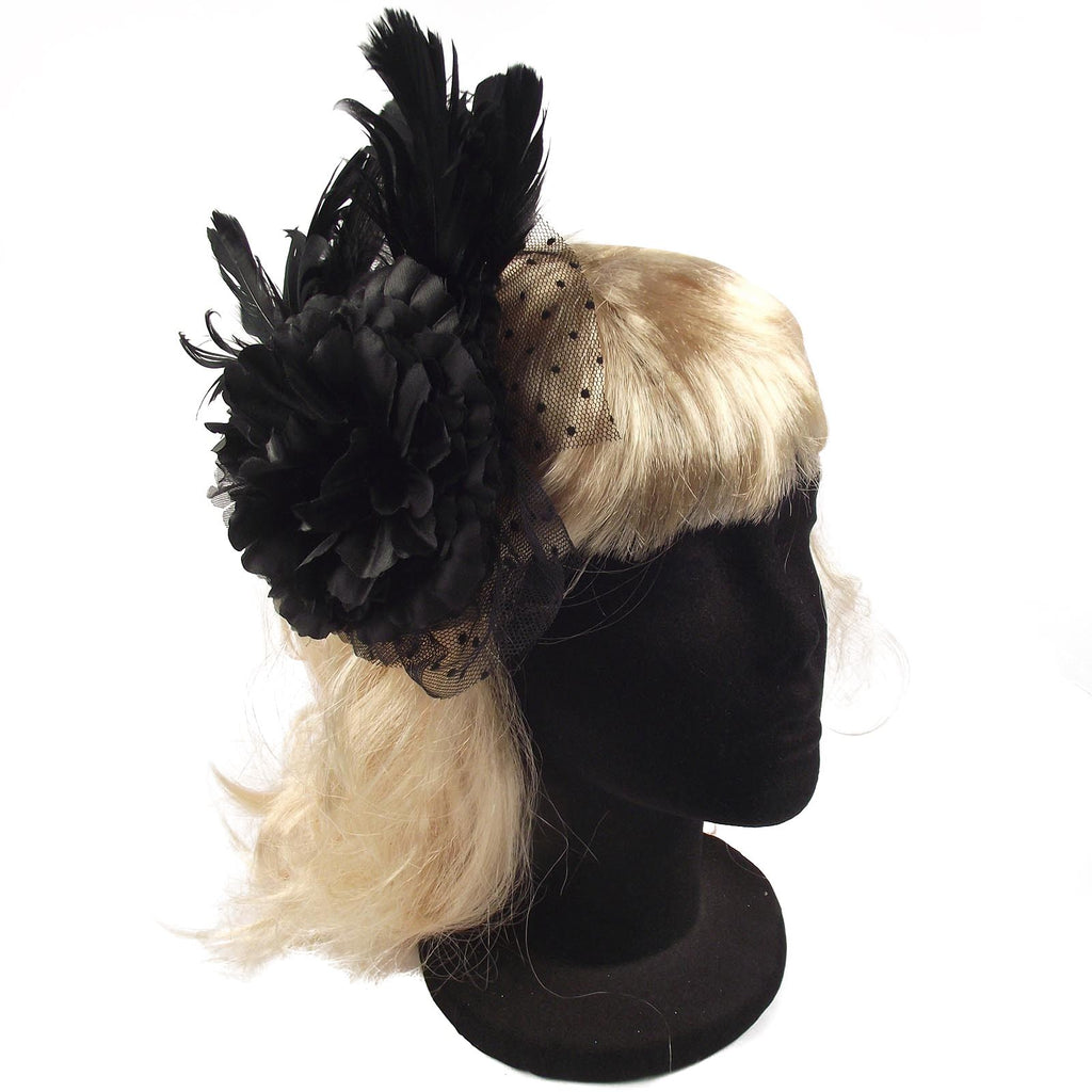 Burlesque Ostrich Feather and Diamond Fascinator
