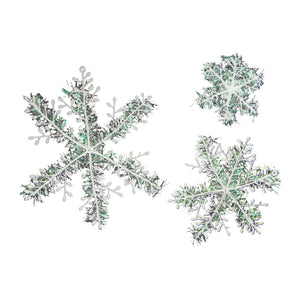 Set of 6x Extra Large Snowflakes with Iridescent Fluff