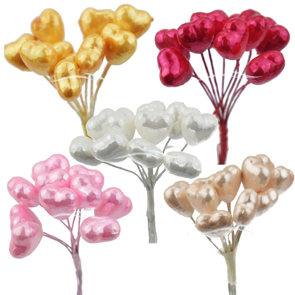 Miniature Pearlised Foam Heart Picks