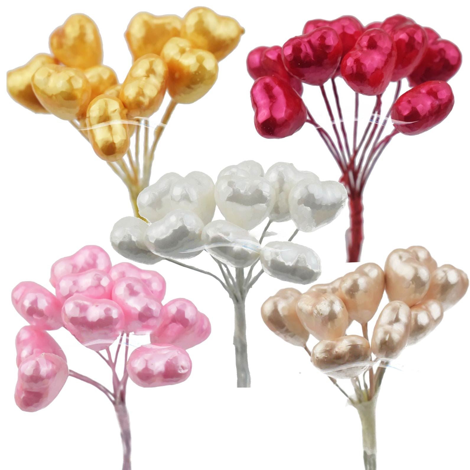 Miniature Pearlised Foam Heart Picks