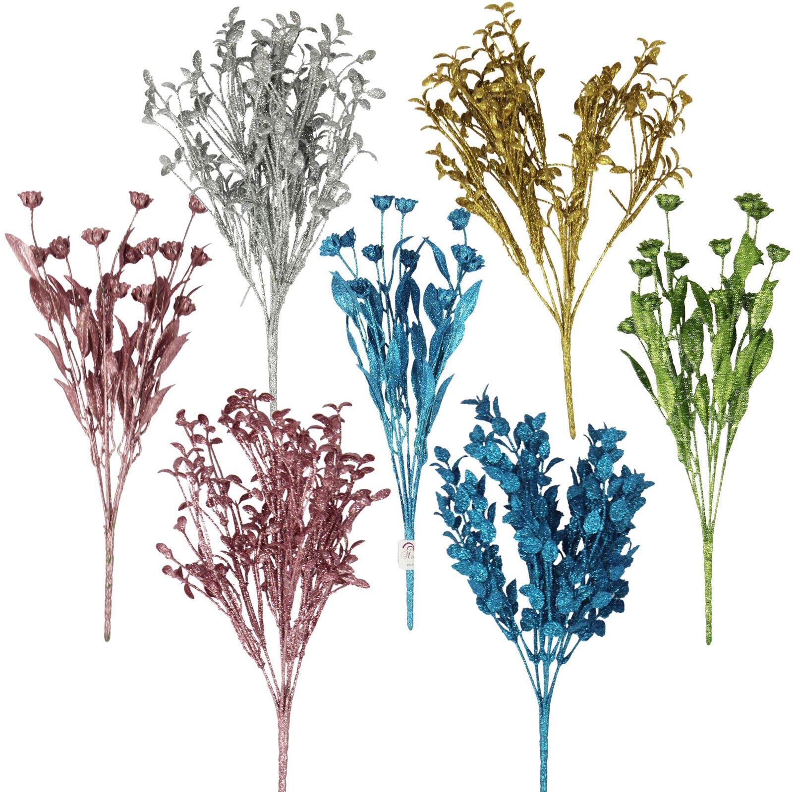 Heavy Glittered Mix Flower and Foliage Bunches