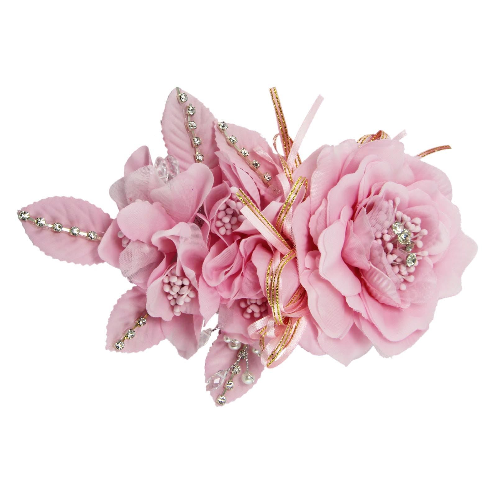 Long Premium Rose and Diamante Fascinator