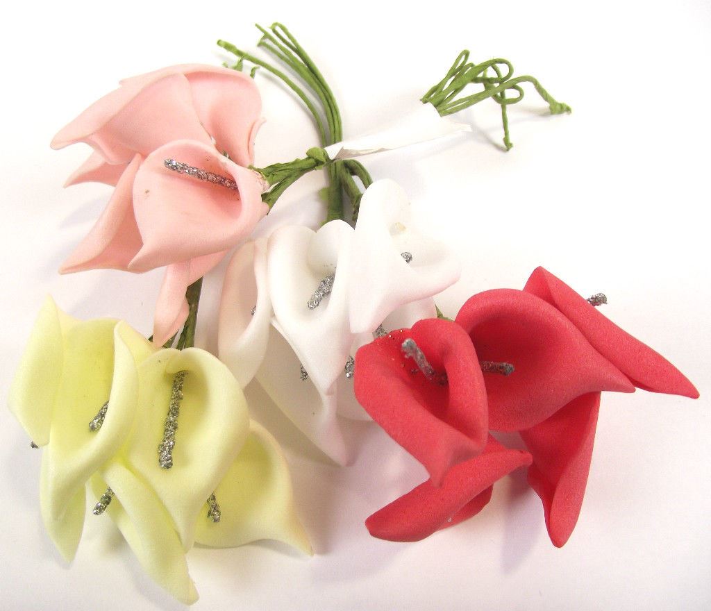 6x Mini Glitter Stamen Foam Cala Lillies