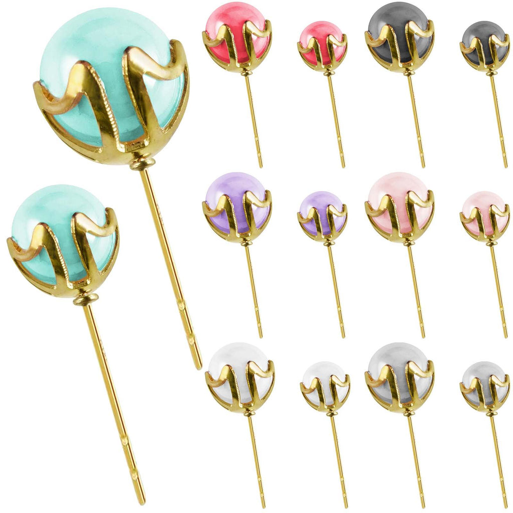 14x Premium Gold Set Pearl Pins