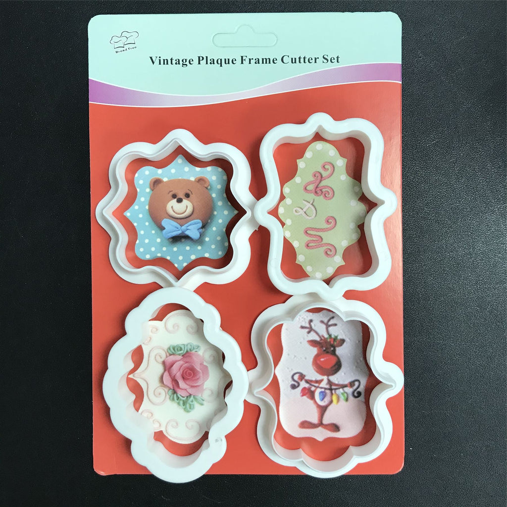 Set of 4 Assorted Plastic Plaque Frame Cookie Cutters