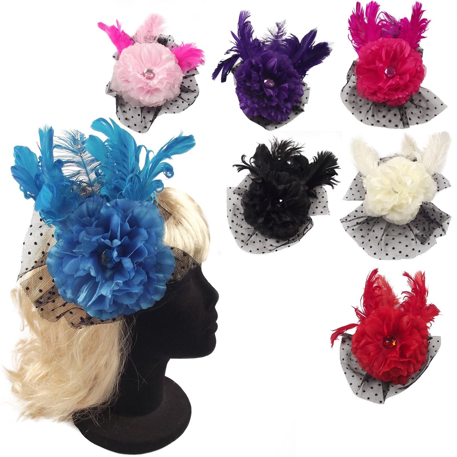 Burlesque Ostrich Feather and Diamond Fascinator