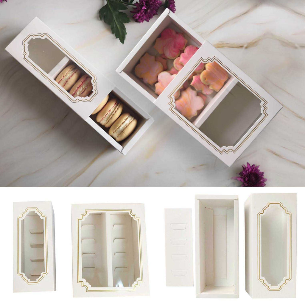 Premium White Windowed Macaron Boxes