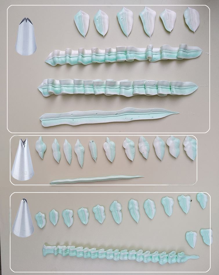 Set of 5 Notched Leaf Piping Nozzles - Leaf Flower Tip Cake Cream Decorating Baking Tools