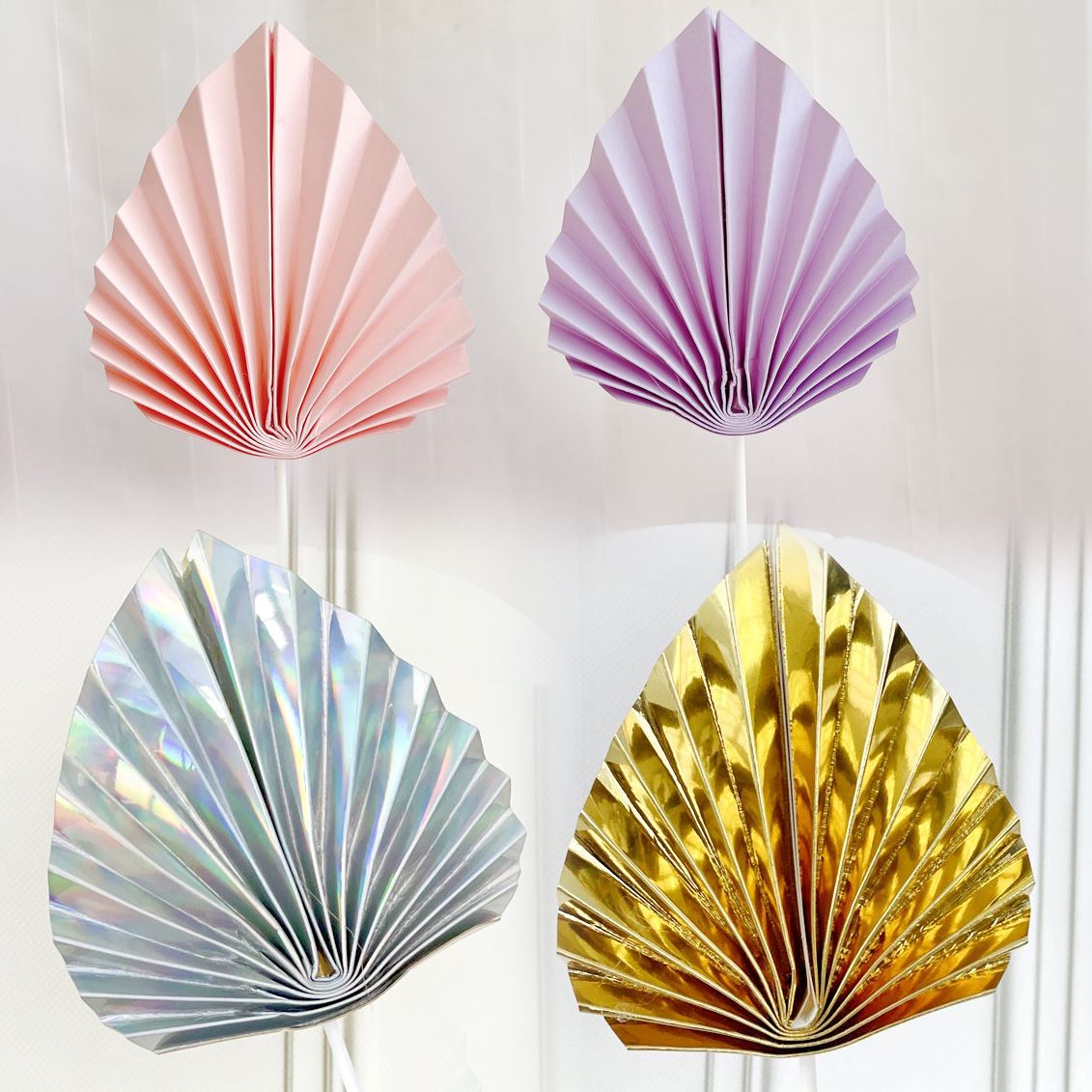 Fan-Shaped Paper Palm Spear Artificial Leaves - Dried Heart Shape