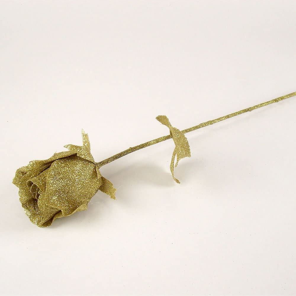Single Full Glittered Rose Bud