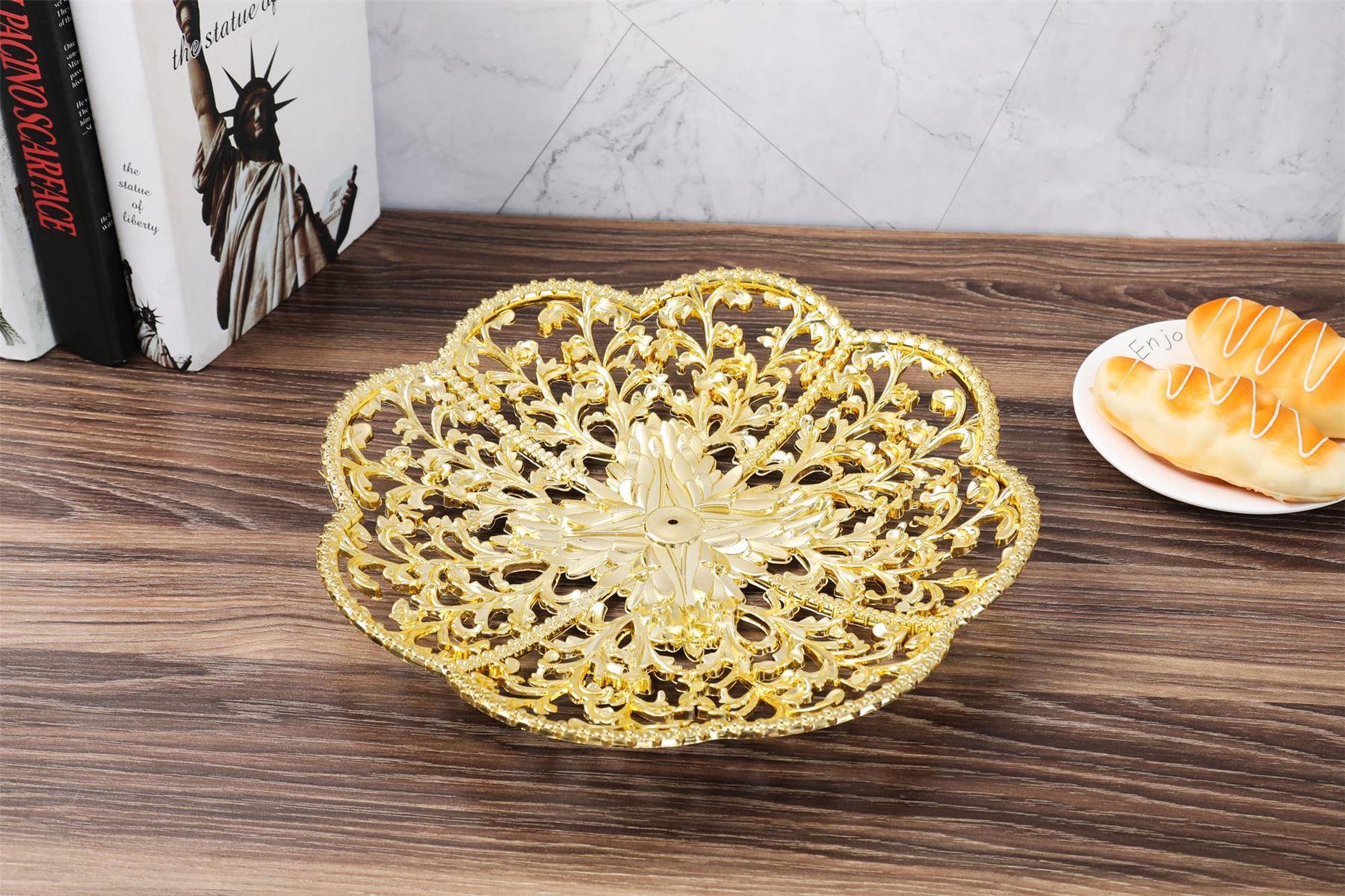 Metallic Gold Plastic Cake Stand