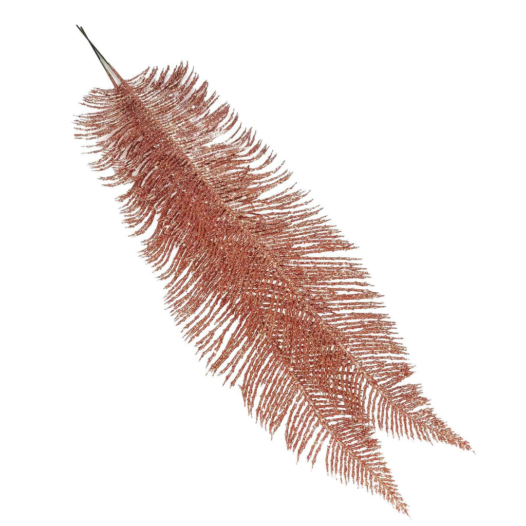 2x Large Heavy Glittered Spiky Feather Leaf
