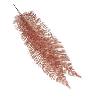 2x Large Heavy Glittered Spiky Feather Leaf