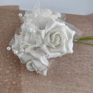 Glitter, Voile and Pearl Foam Rose Bunches