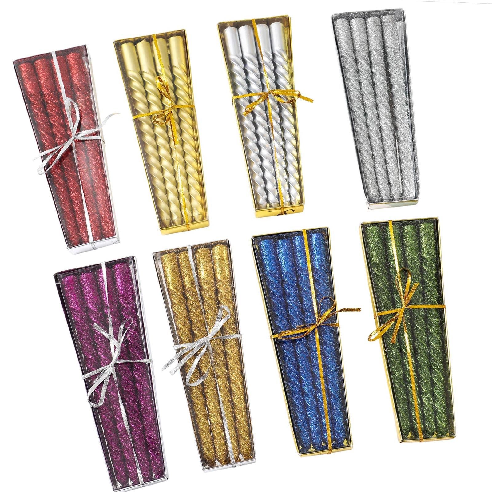 Full Glittered Metallic Taper Candles