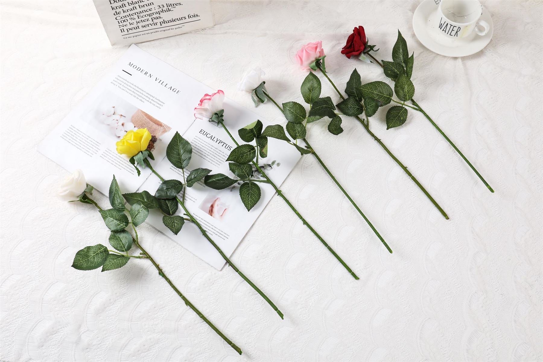 Deluxe Real Touch Open Artificial Roses