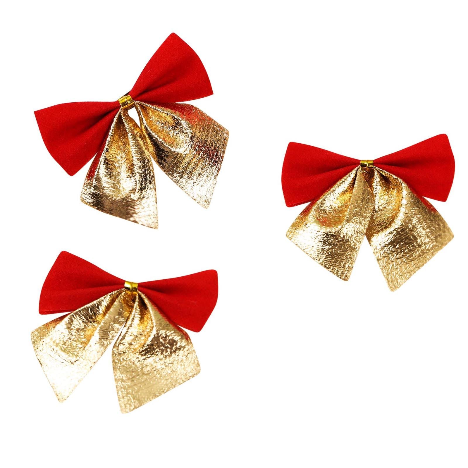 2x Packs of Gold and Red Satin Bows