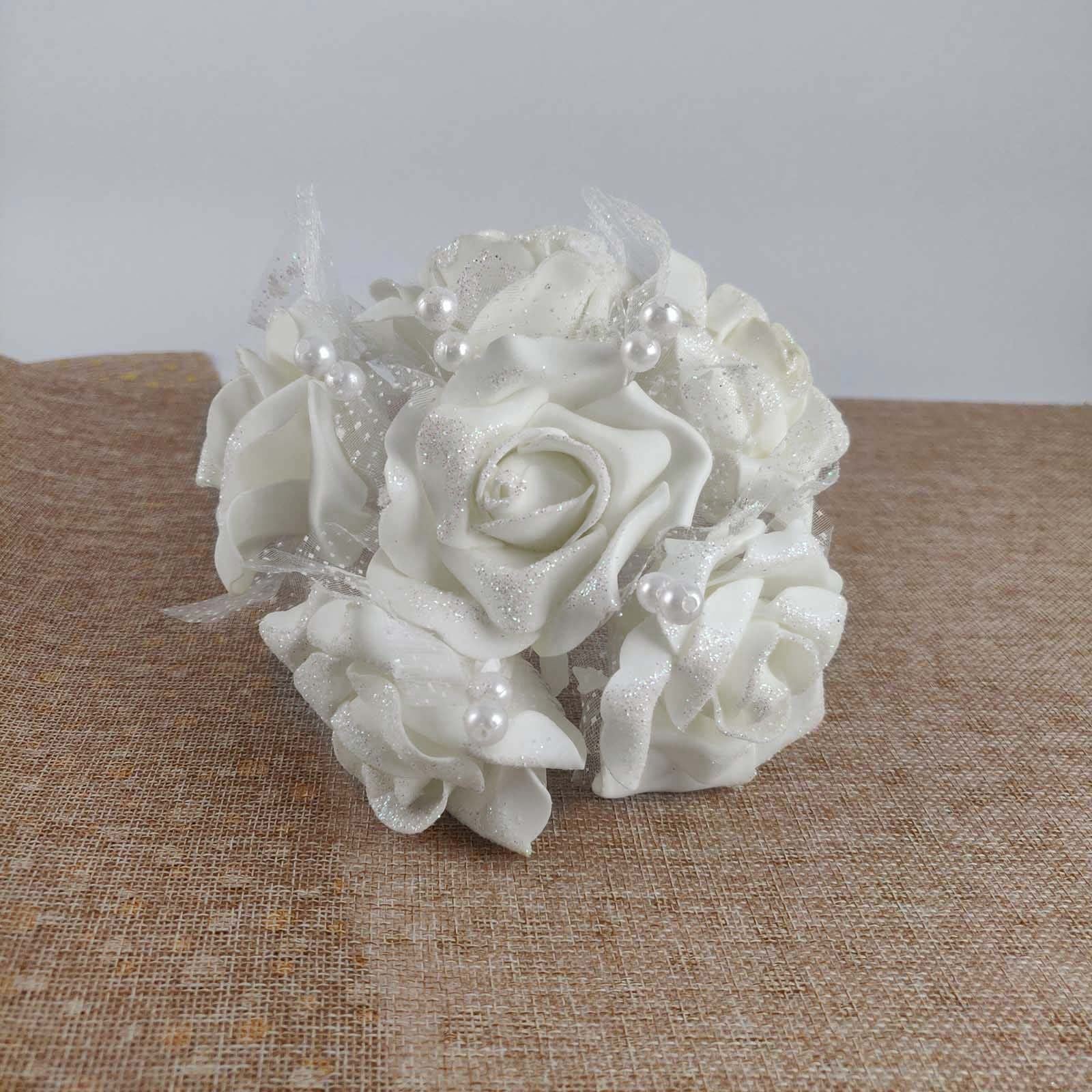 Glitter, Voile and Pearl Foam Rose Bunches