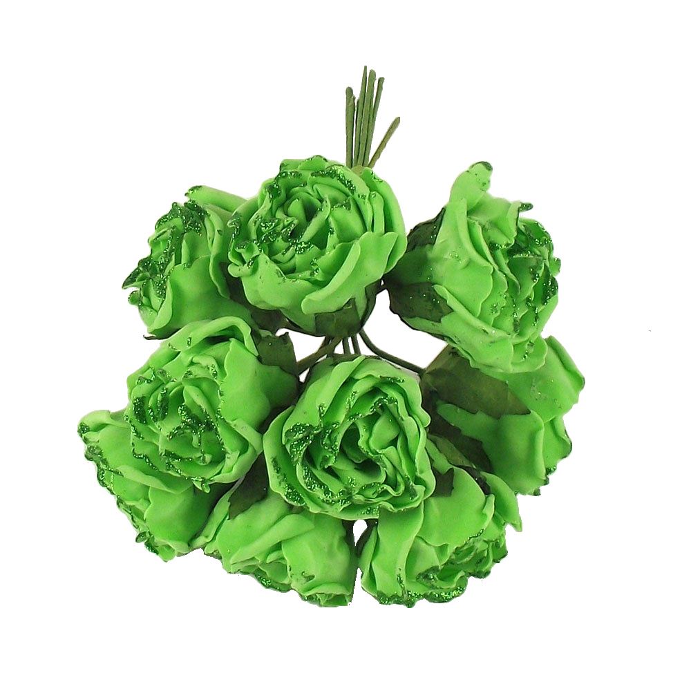 Bunch of 10 Glitter Foam Roses