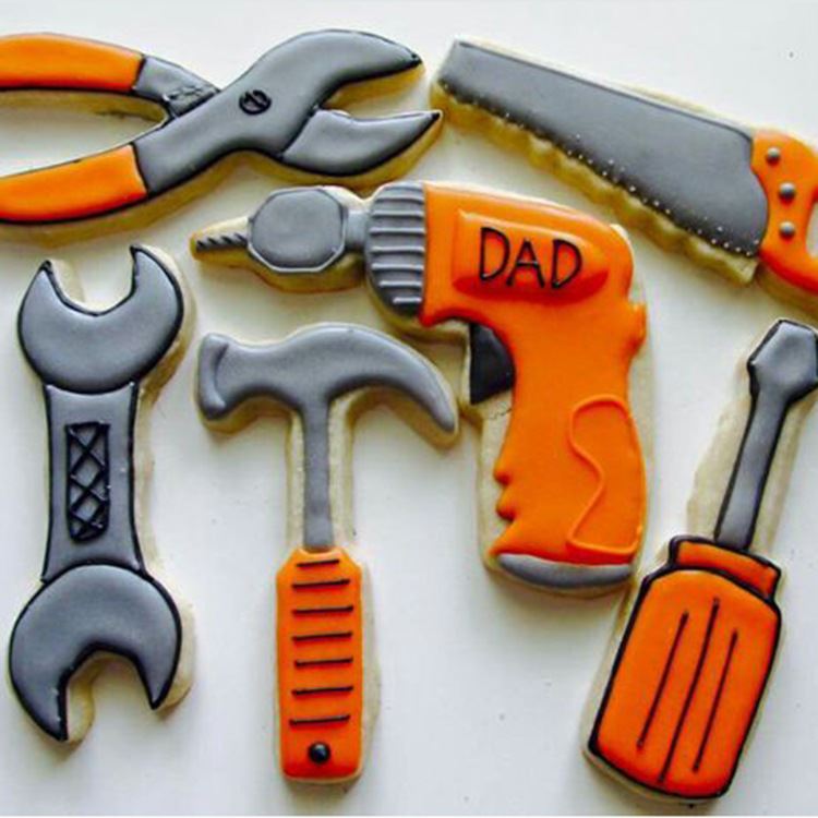 Set of 6 Hardware Tools Cookie Cutters - Builder Hammer Saw Drill Spanner