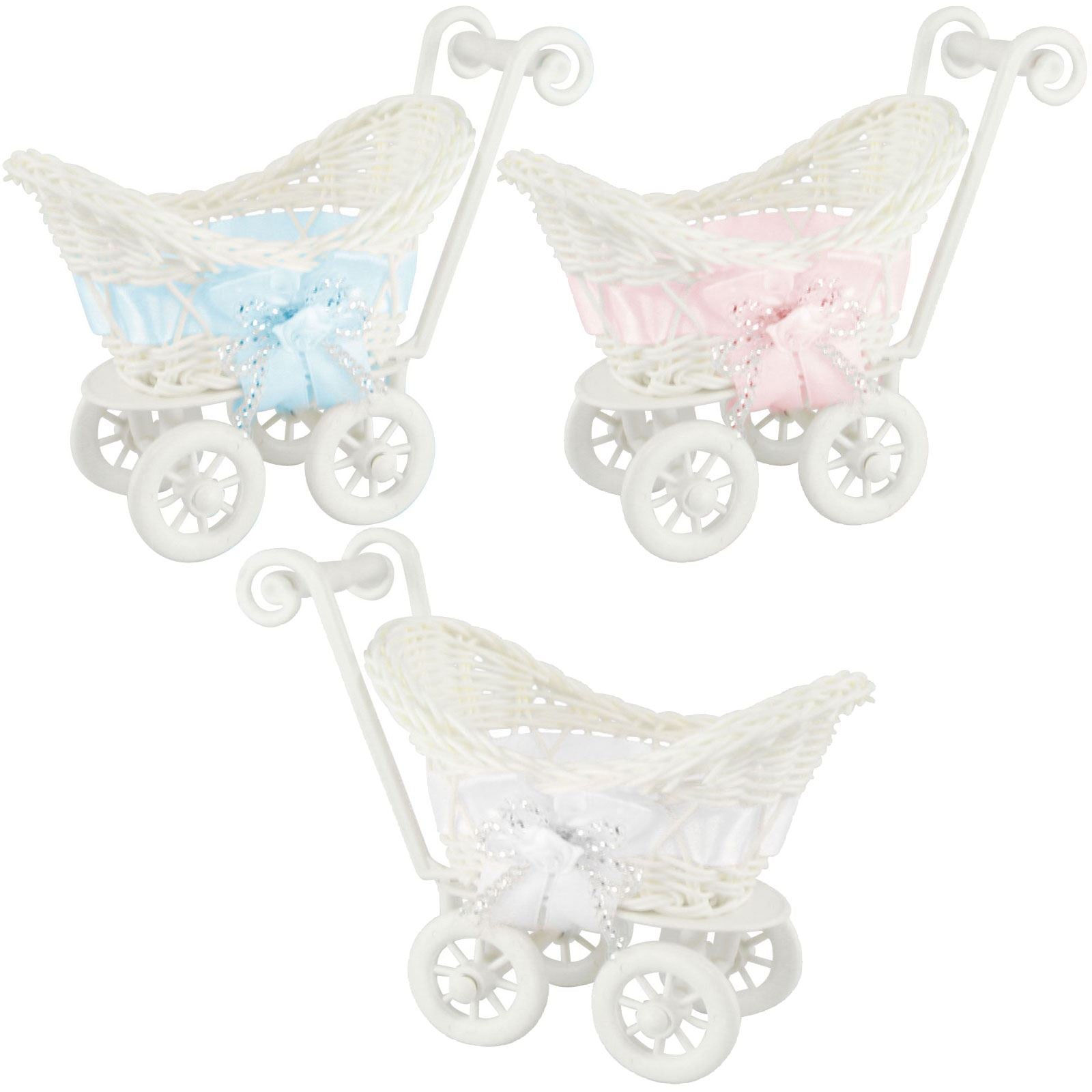 Mini Favour Size Prams with Ribbon