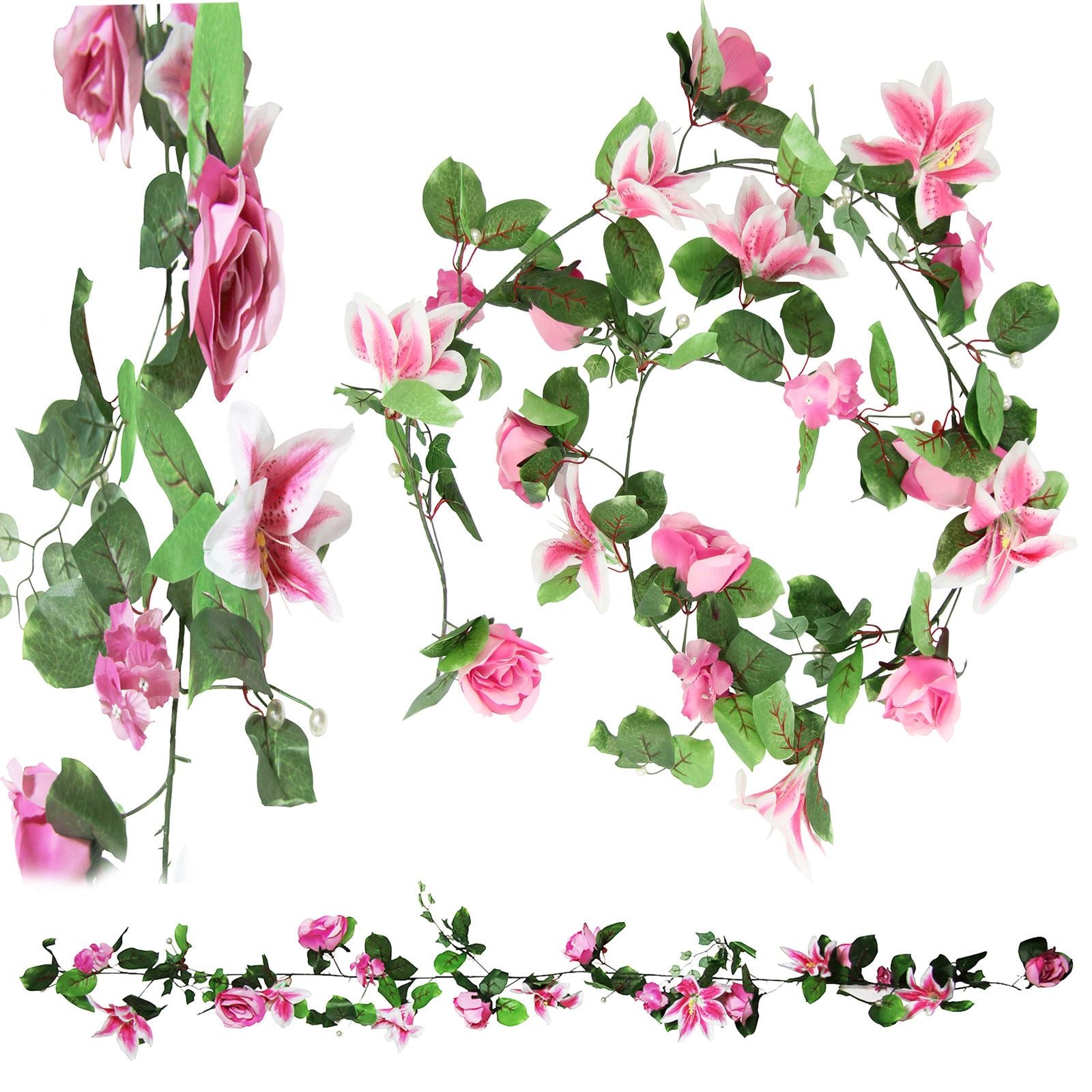 Premium Rose, Lily and Hydrangea Garland with Pearls