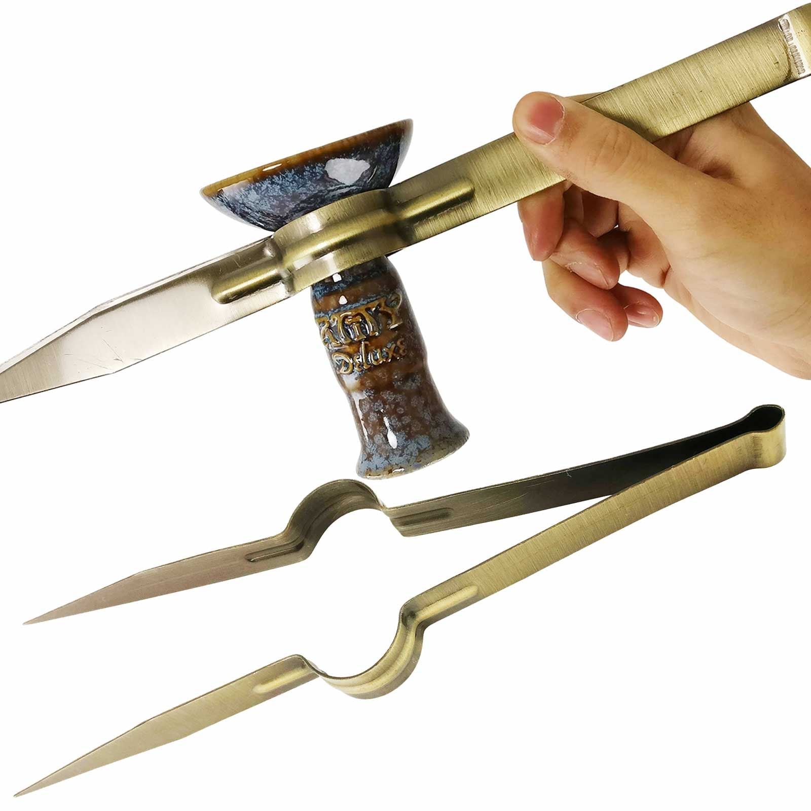 Extra Large Shisha Tongs with Bowl Holder