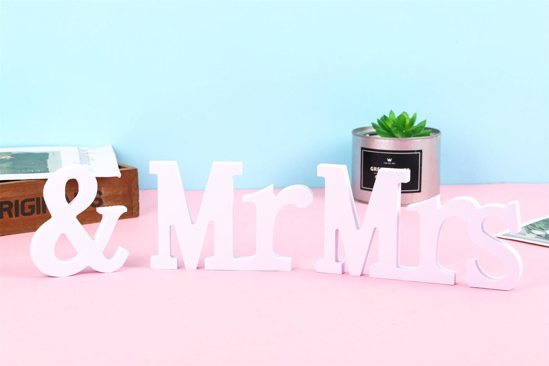 Large White Wooden Mr & Mrs Plaque