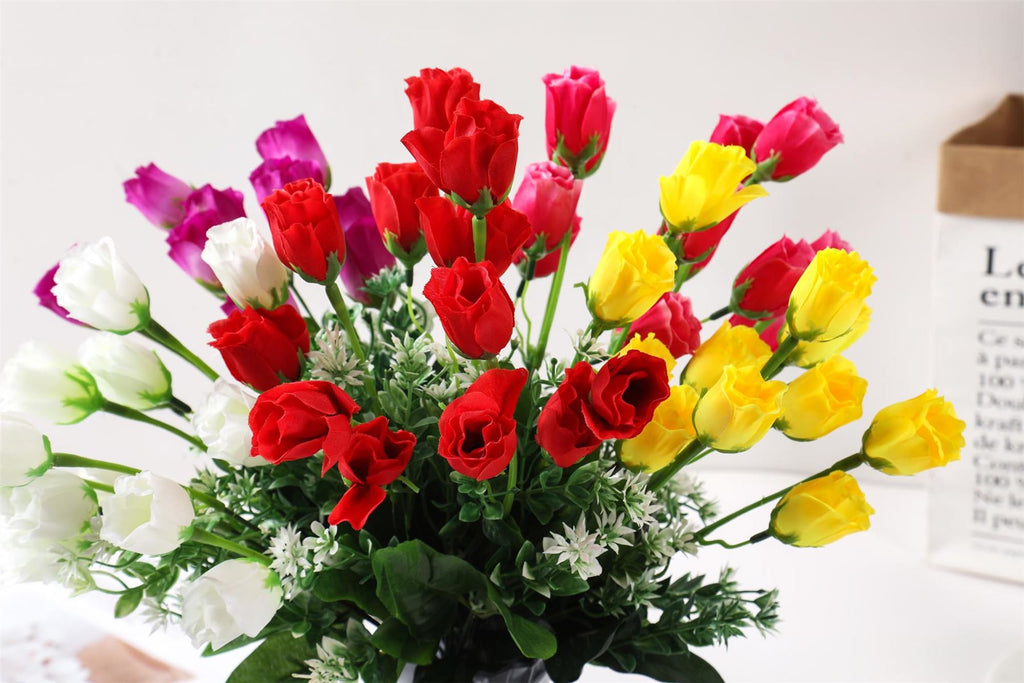 10 Head Small Tulip Rosebud Flower Bunch