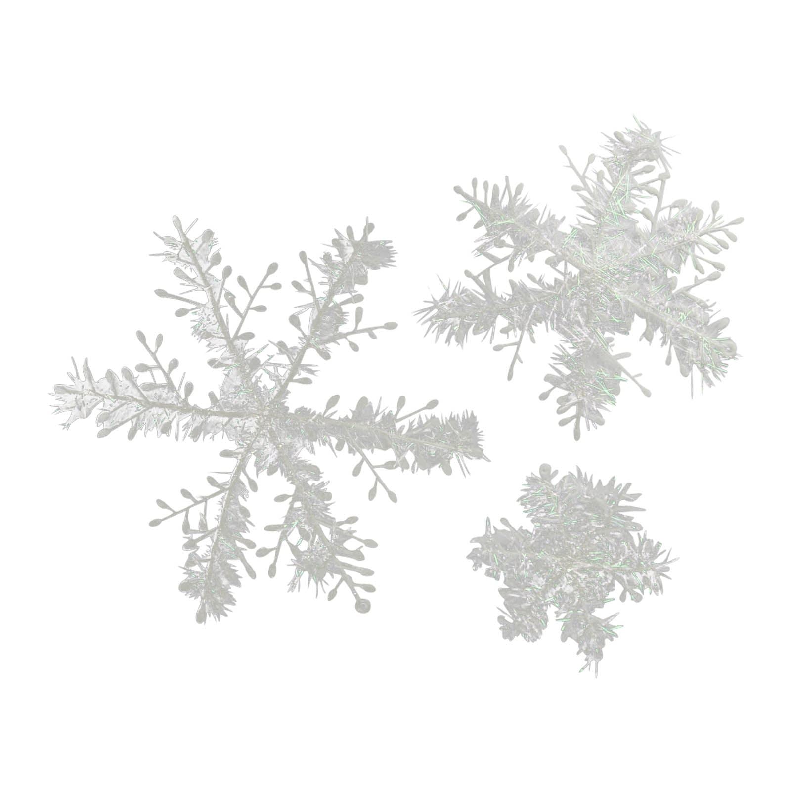 Set of 6x Extra Large Snowflakes with Iridescent Fluff