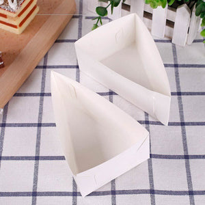 White Triangular Cake Slice Serving Boxes