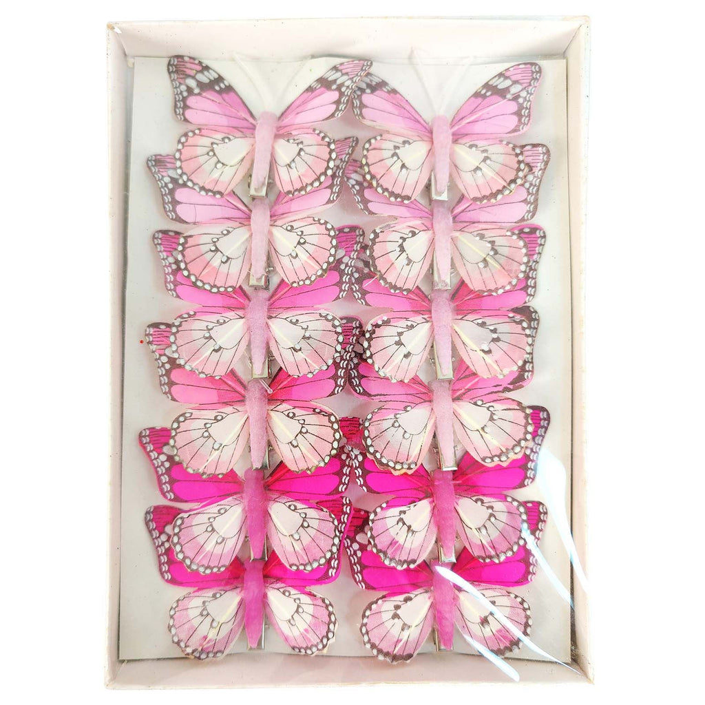Box of 12 Premium Feather Butterfly Clips