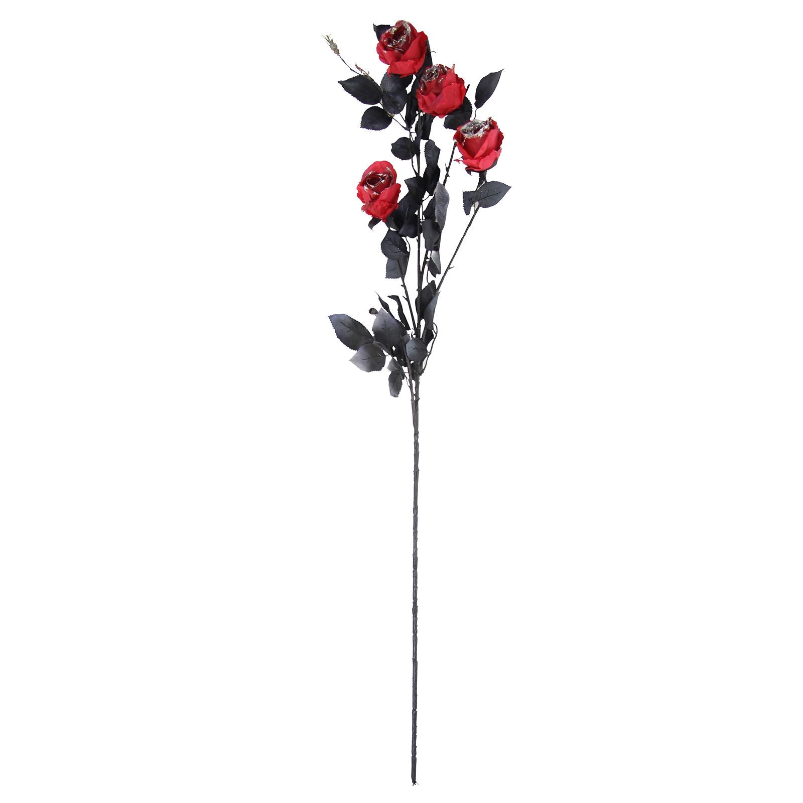 5 Head Gothic Glitter Rose Spray