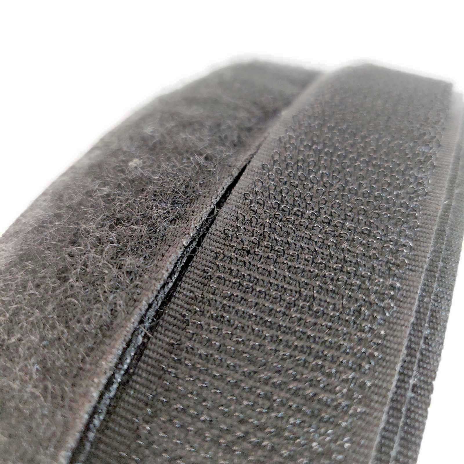 25mm Wide Black Sew On Hook and Loop Strips