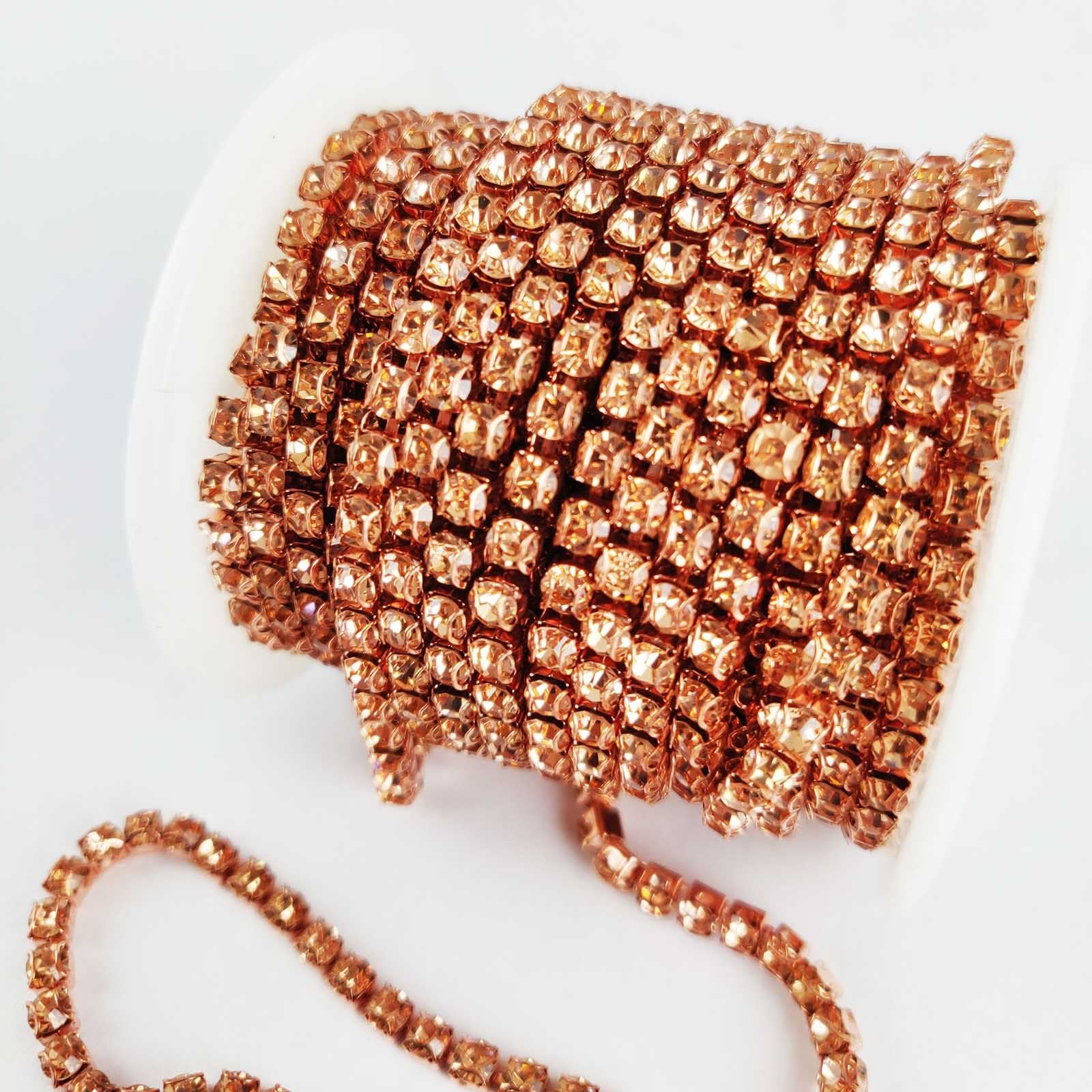 SS16 Rose Gold And Iridescent Rhinestone Chains