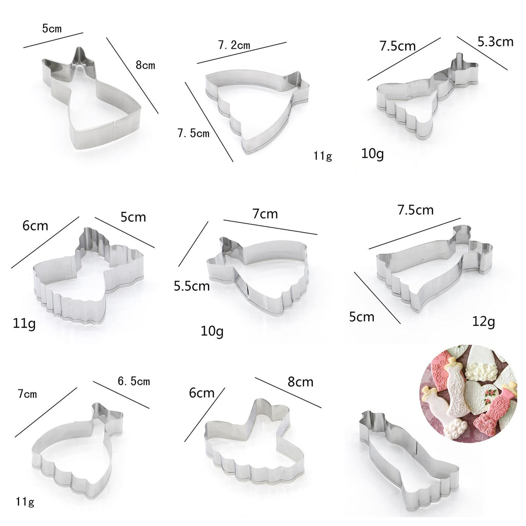 Set of 9 Party Dresses Cookie Cutters - Stainless Steel Wedding Evening Bridal