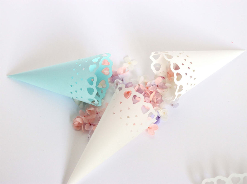 Laser Cut Wedding Paper Confetti Cones