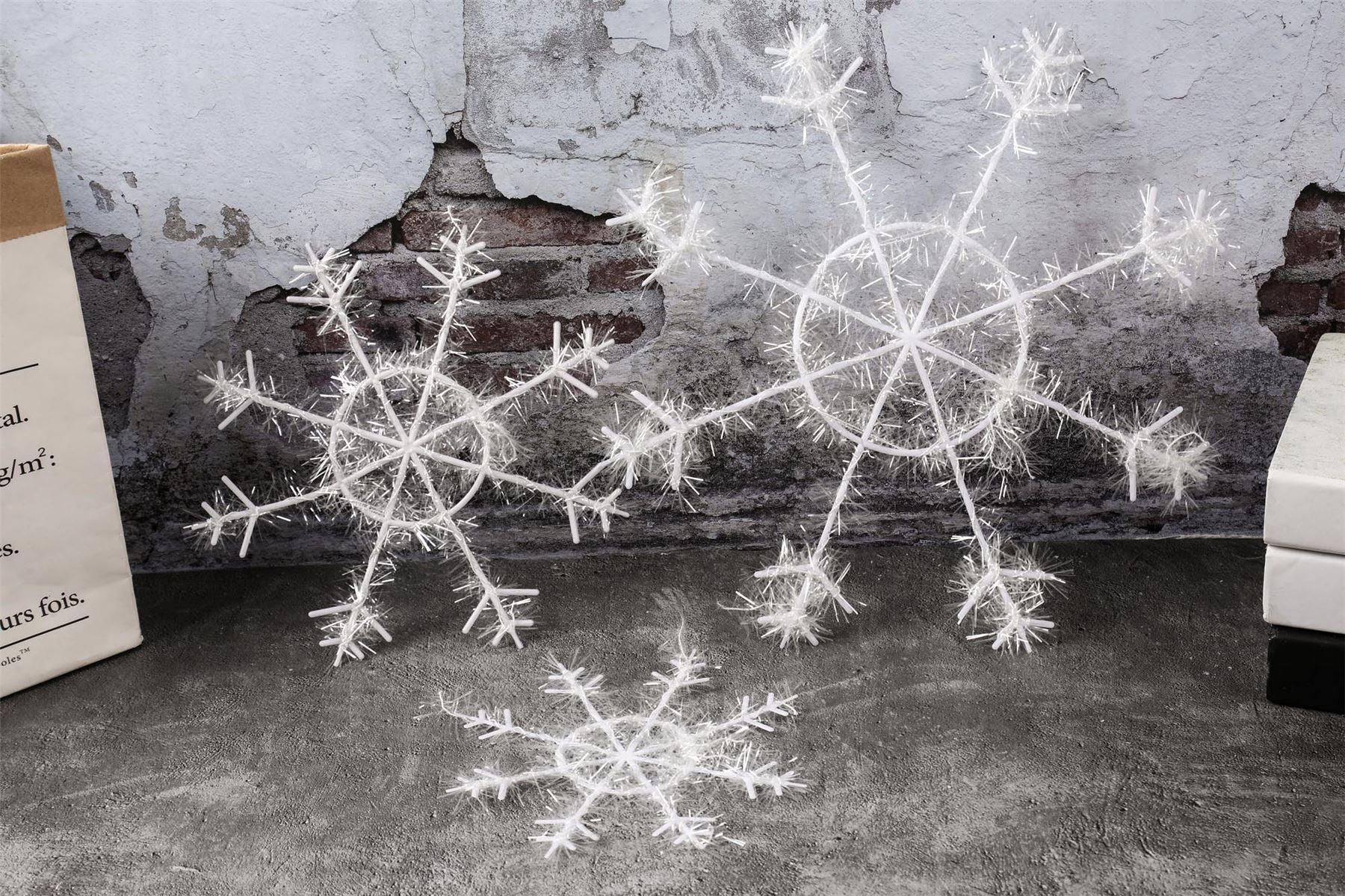 Set of Three Hanging Iridescent Snowflake Garland