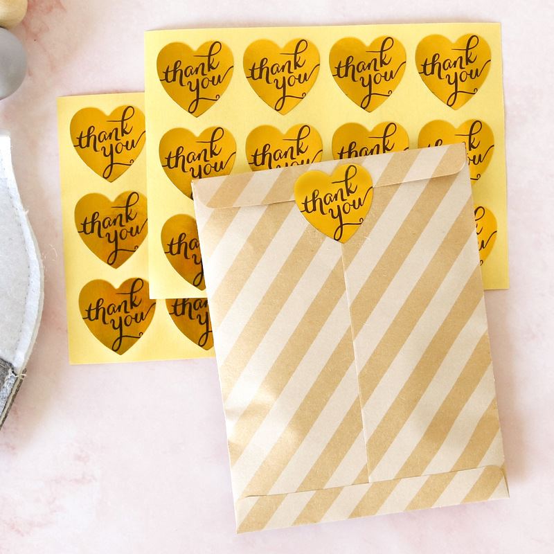 Sticker Sheets - Round and Heart Foil Thank You