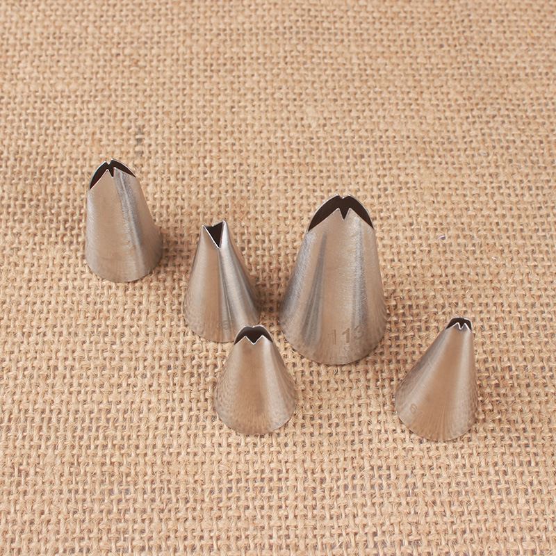Set of 5 Notched Leaf Piping Nozzles - Leaf Flower Tip Cake Cream Decorating Baking Tools