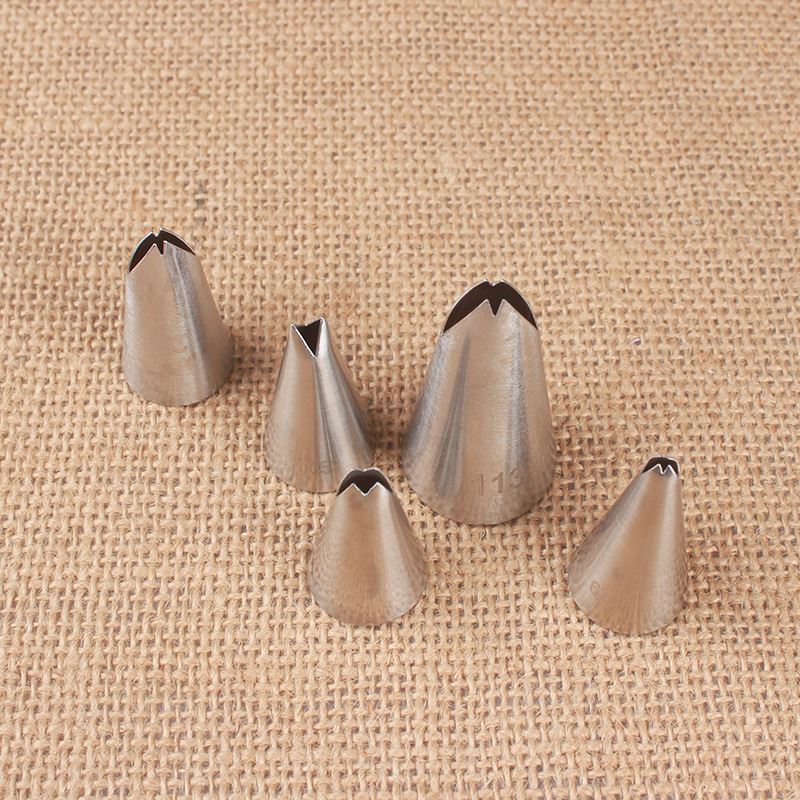 Set of 5 Notched Leaf Piping Nozzles Leaf Flower Tip Cake Cream Deco Petallica