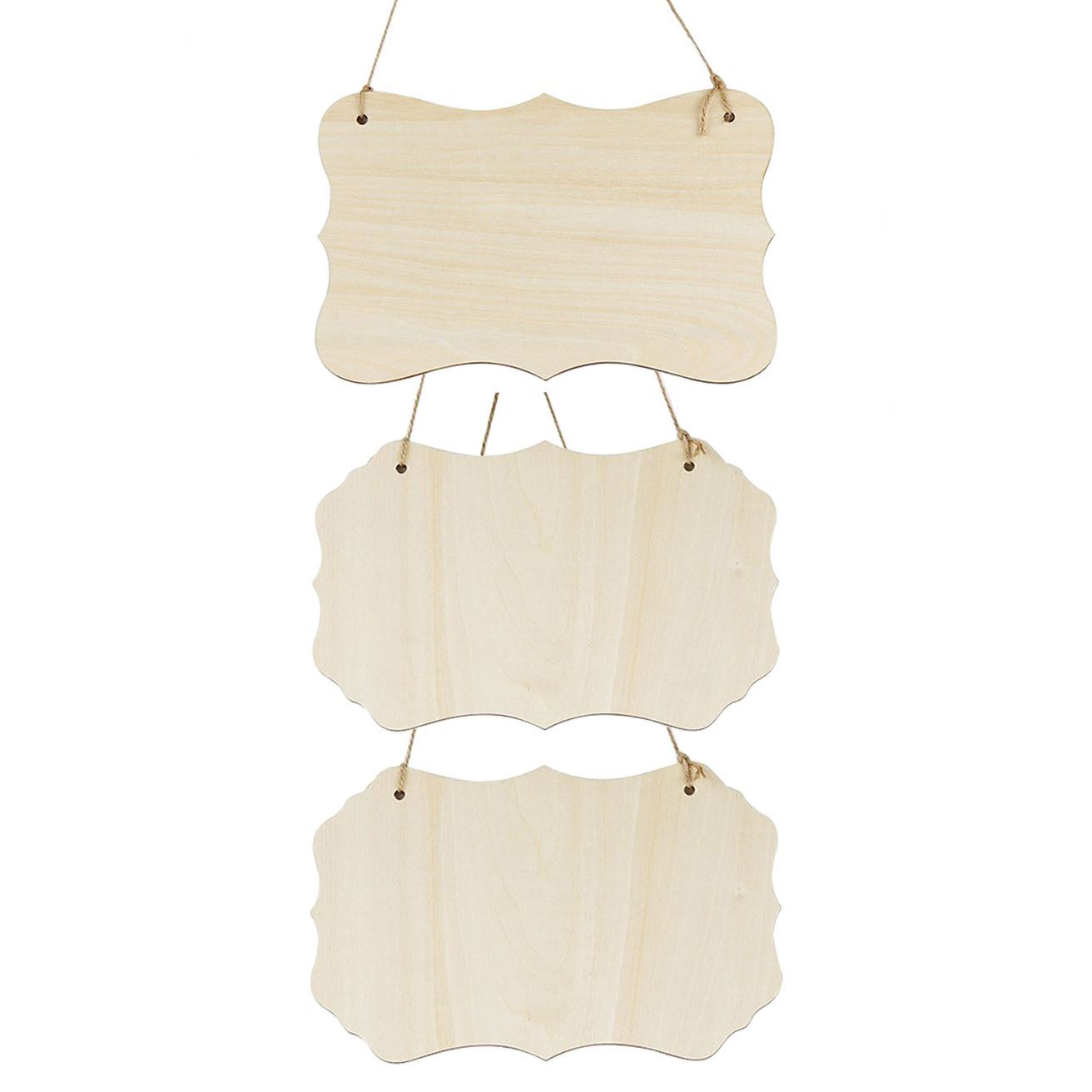 Set of 3 Vintage Shaped Plywood Blank Plaques