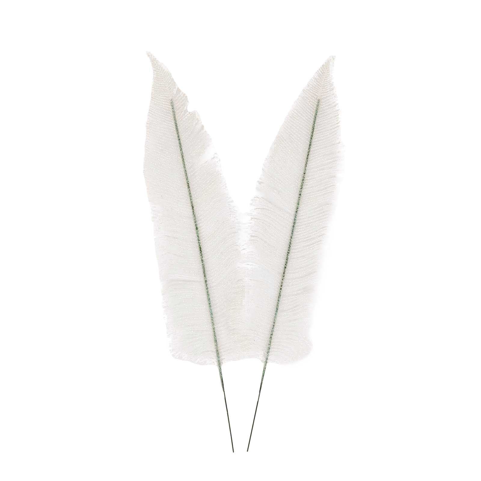 2x Large Heavy Glittered Spiky Feather Leaf