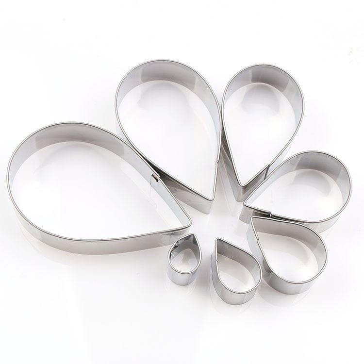 Set of 7 Rose Flower Petal Cookie Cutters - Stainless Steel English Fondant Sugar Flower Molds