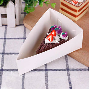 White Triangular Cake Slice Serving Boxes