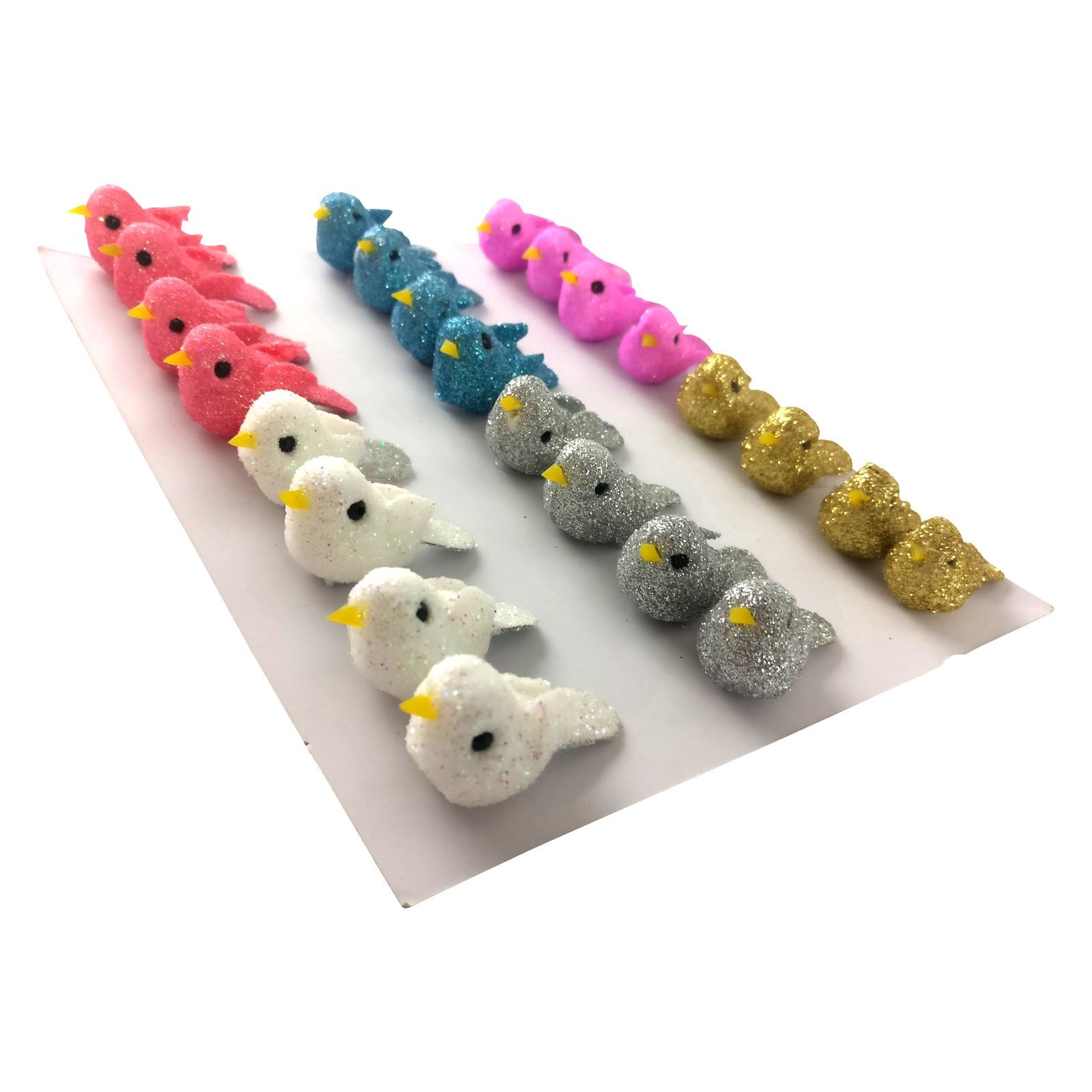 24x Assorted Glittered Mini Birds